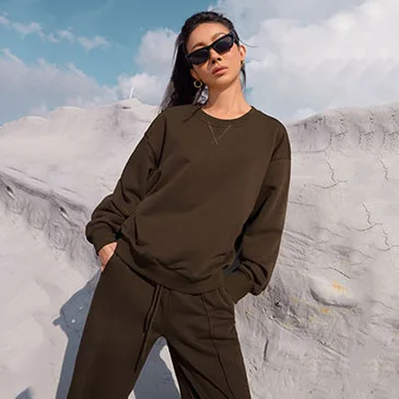 Fashion Two-piece Set Autumn And Winter Solid Color Round Neck Pullover Pants For Women\'s Fashion Casual Long Sleeved Hoodie Set