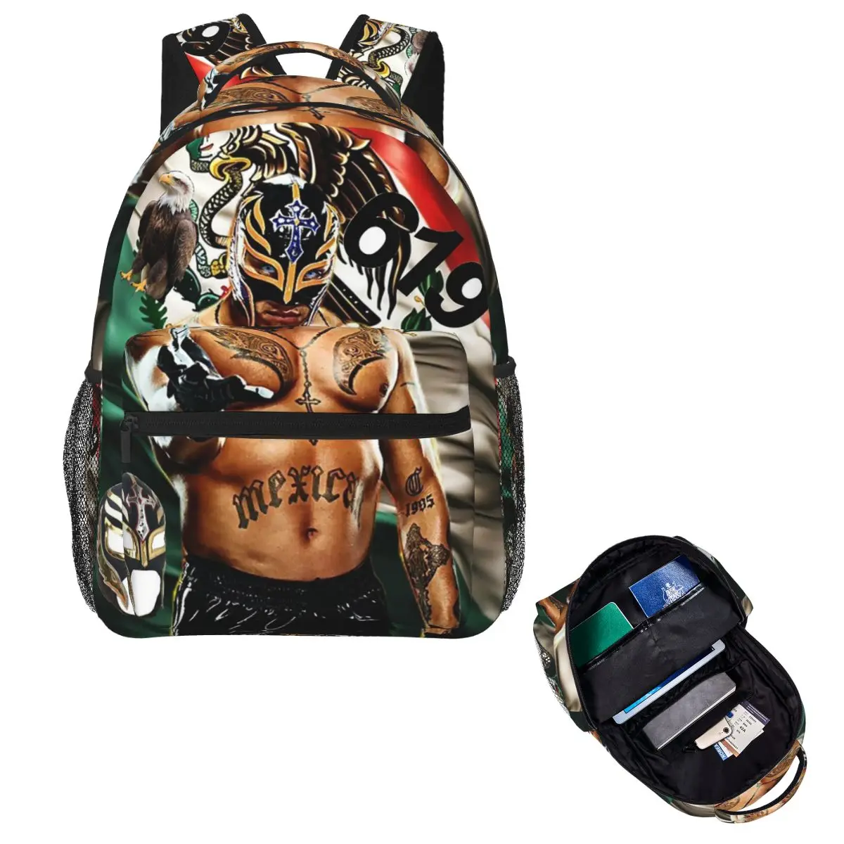 Wrestler Rey Mysterio Student Backpack School Bag Hiking Travel Daypack for Boys Girls Fashion Bookbag Shoulder Bags