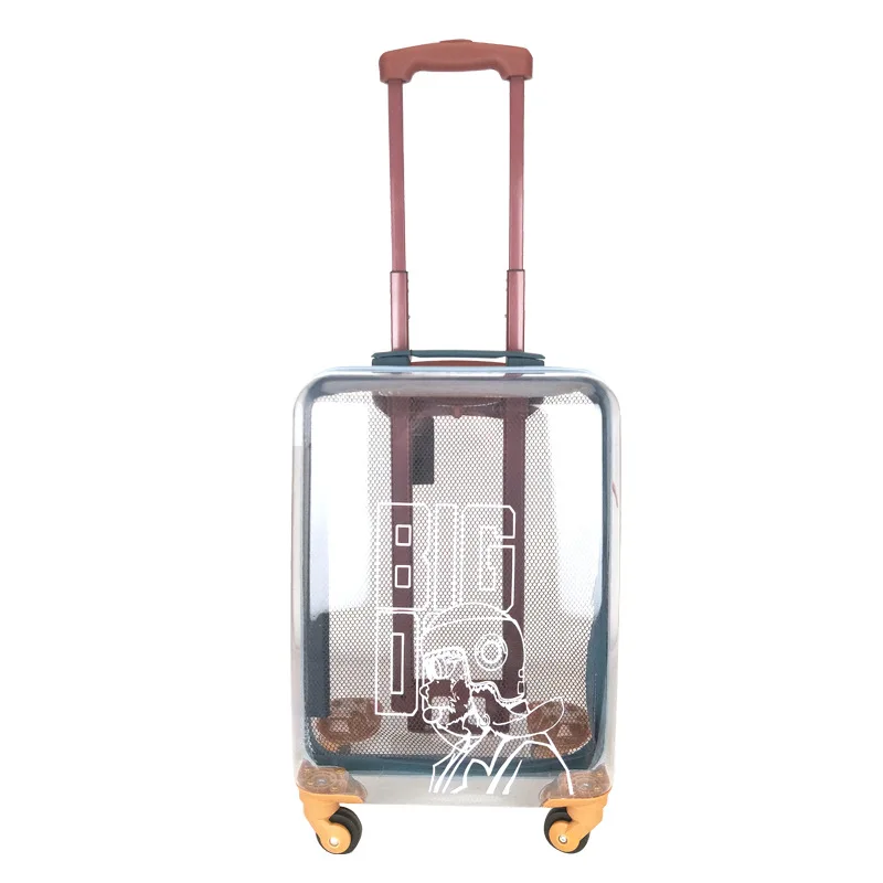 Transparent Suitcase 20 inch Small Light Boarding Luggage Cabin Size Trolley Case