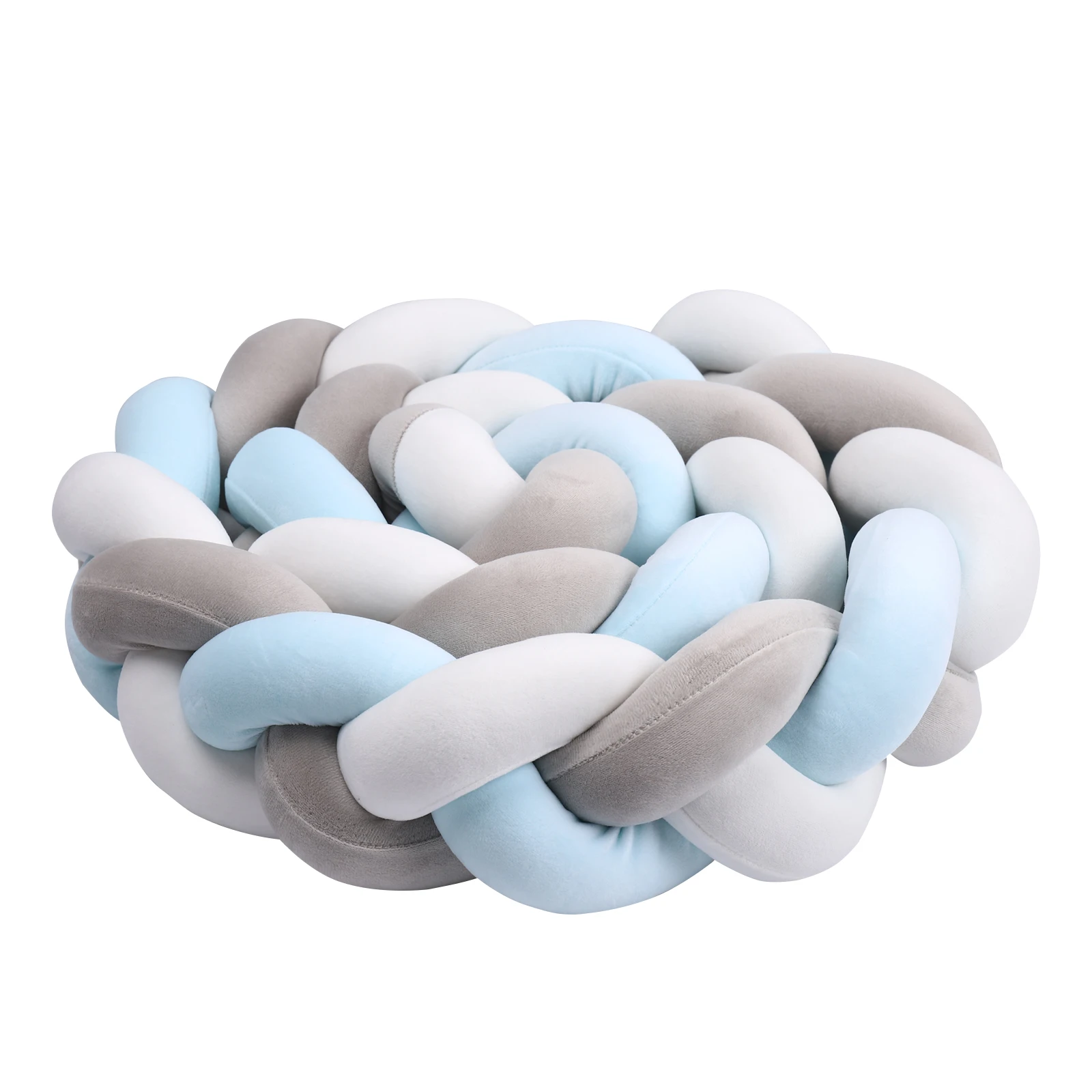 Parachoques para cama de bebé de 2,5 M, nudo trenzado largo hecho a mano, tejido anudado, Protector de cuna de bebé, almohada con nudo infantil, decoración de habitación