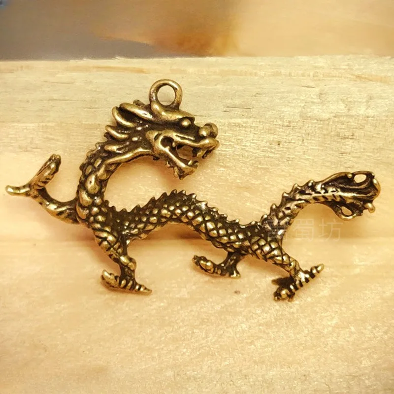Chinese Beast Dragon Statue Bronze Figurine Ornaments Antique Copper Mythical Animal Miniature Home Decoration Crafts Collection