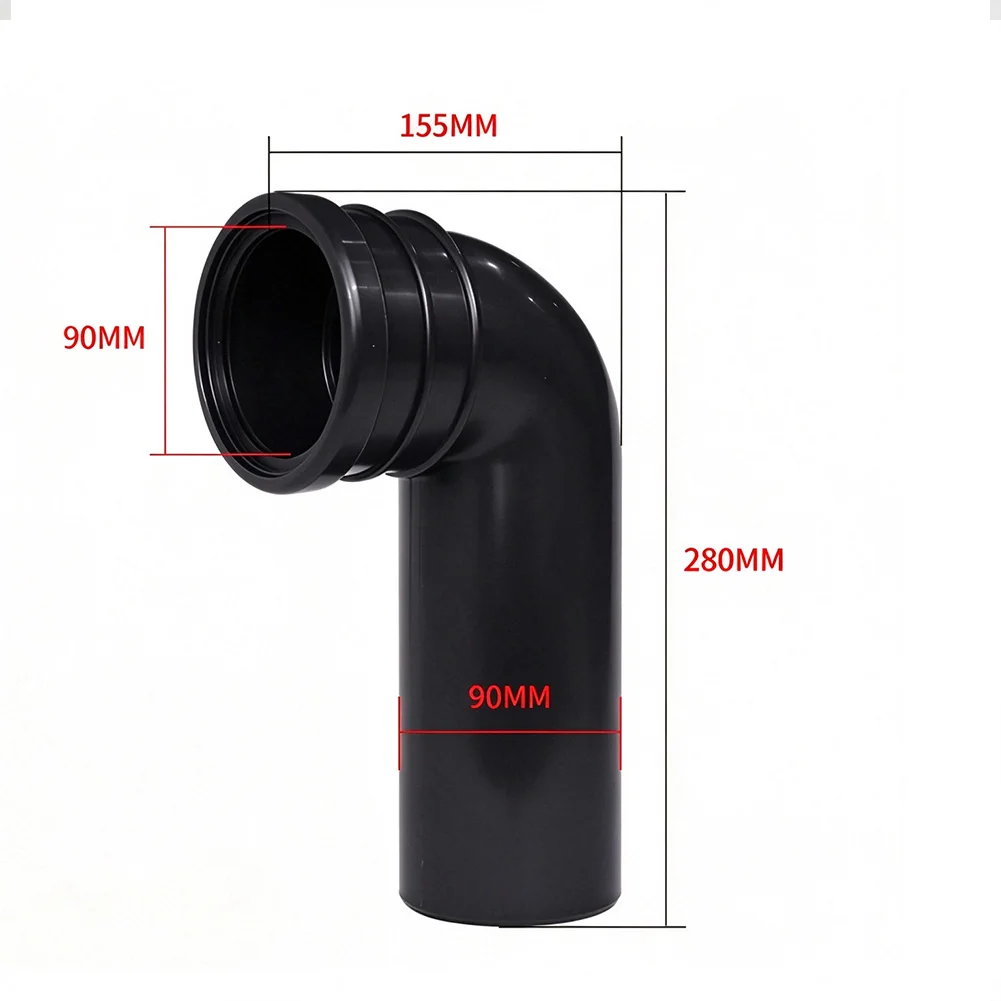 Concealed Drain Pipe DN90 for Wall Hung Toilets Optimized Bend Angle Prevents Backflow Rear Wall Discharge Black