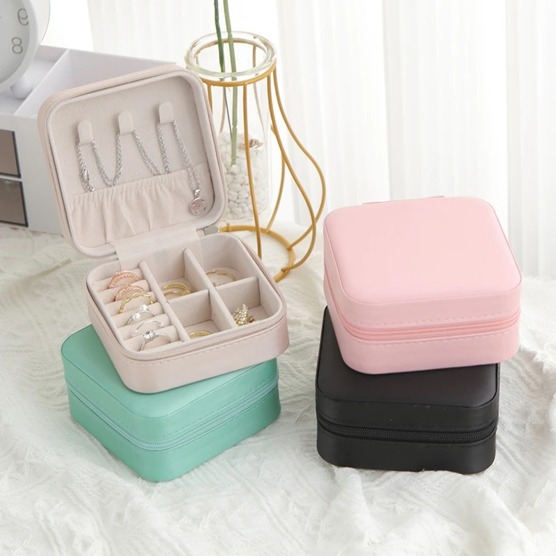 

Портативный органайзер для ювелирных изделий, минималистичный дорожный ящик для хранения серег, колец и небольших аксессуаров, кожаный ящик для хранения