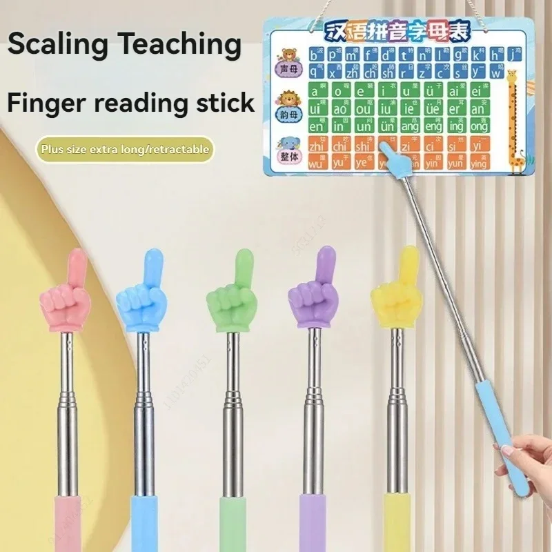 Telescopic Reading Finger Stick Whip Command Stick Click To Read Teaching Aids Teachers Classroom Tool Pointer Finger Stick