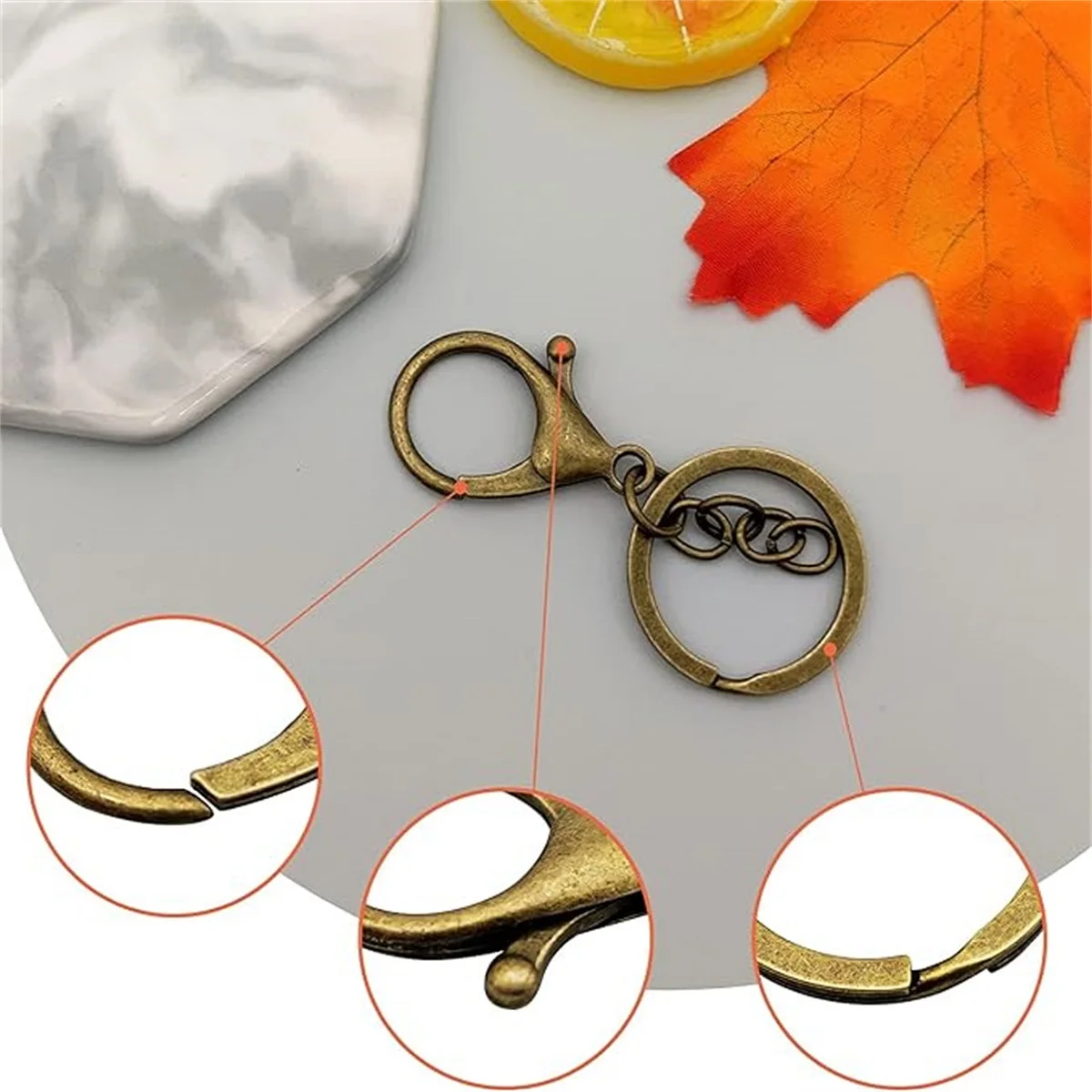 50PCS Metal lobster clasp with chain swivel spring hook with key ring lobster clasp suitable for DIY crafts keychain making