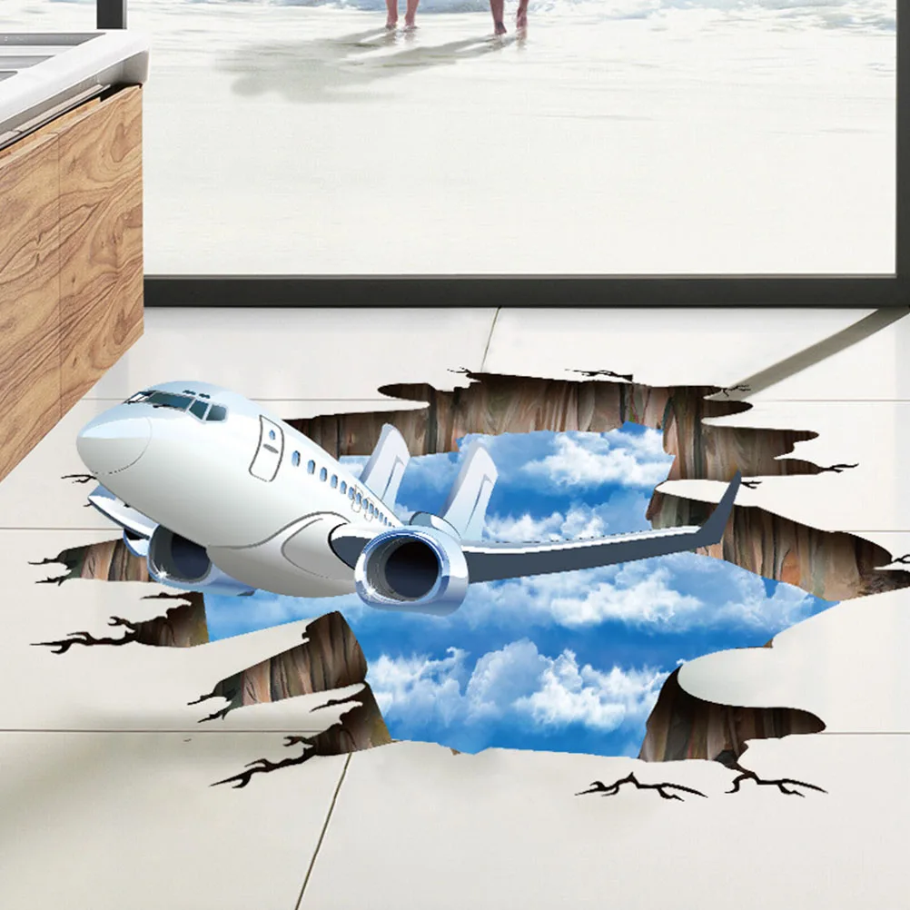 

3 D Airplane Floor Stickers Removable Decals Household Bedroom Decor Decorative