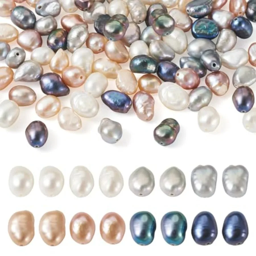 

100pcs Natural Freshwater Pearl Beads 4-6mm Mix Pearl Beads Oval Rice Loose Pearls for DIY Bracelet Necklace Jewelry Making Bea