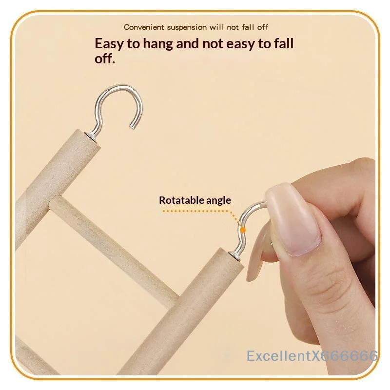 Natural Wood Bird Climbing Ladder with Sturdy Metal Hooks Multi Sizes Durable Bite Proof for Parrot Cage Interactive Toy