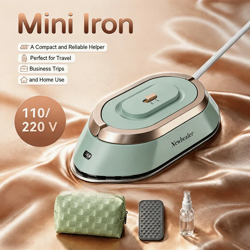 Mini Travel Iron for Clothes Portable Handle Electric Ironing Machine Fast Heating 30s Dry Wet Irons Garment Household Tools