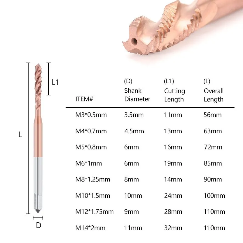 Thread Tap M3/M4/M5/M6/M8/M10/M12/M14 DIN371 TiCN Coated Screw Tap Drill Bit Threading Tools