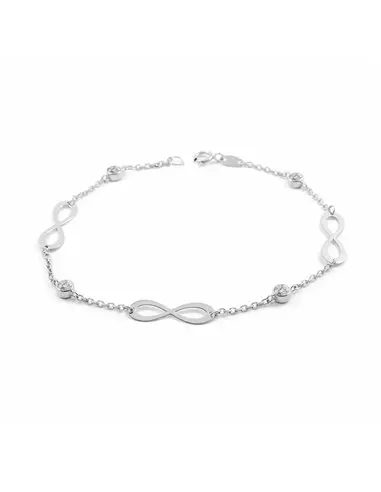 Infinity white gold and zircon bracelet 4 mm (9kts)