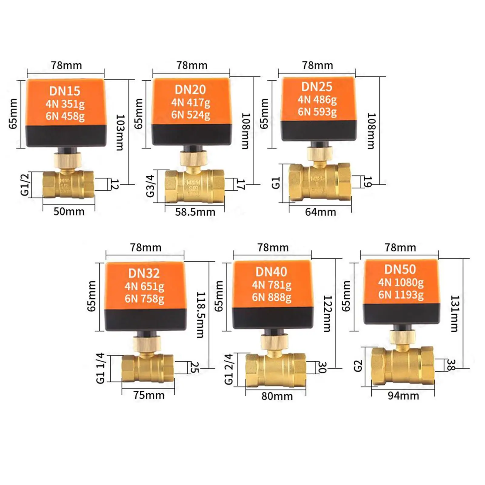 2 Way 3 Wire Brass Motorized Ball Valve Electrical Valve for Air Conditioner