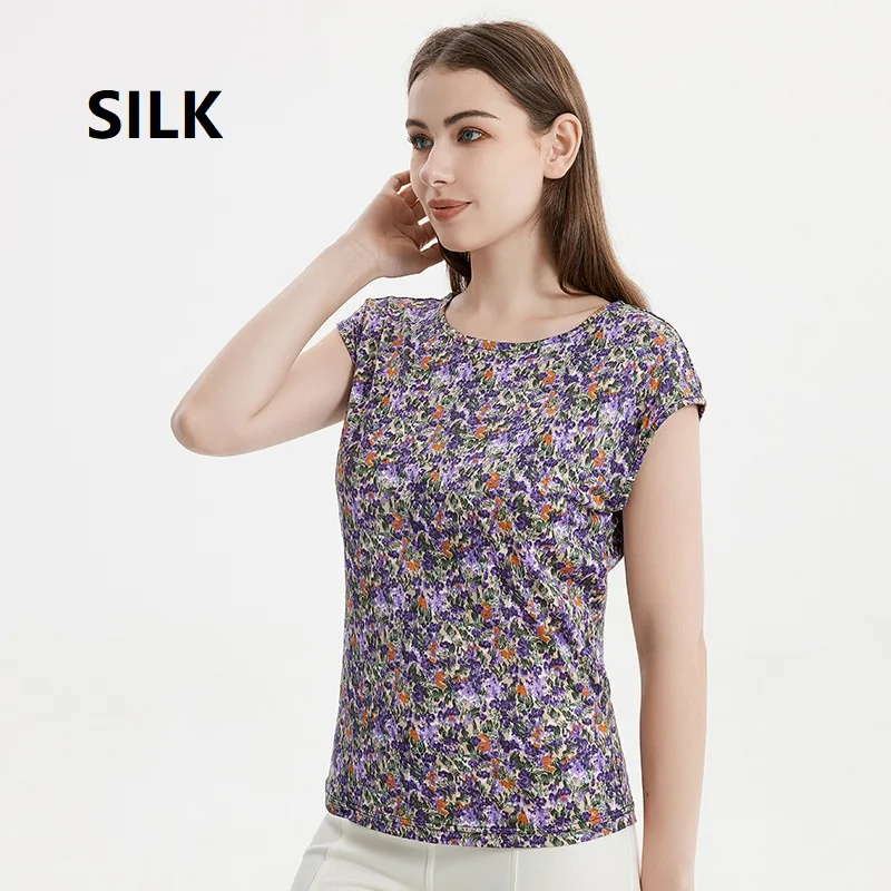 

flower print silk tshirt summer t shirt for women tee top shirts womens tops vintage tshirts fashion style outfits blouse tank