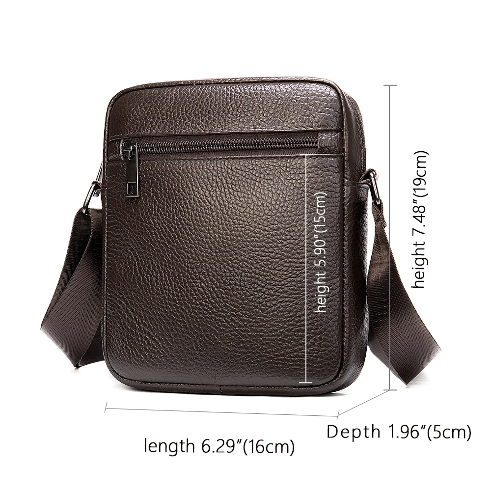 Sac à bandoulière décontracté en cuir véritable pour homme, mini sac messager, petit sac à bandoulière pour téléphone, 7362