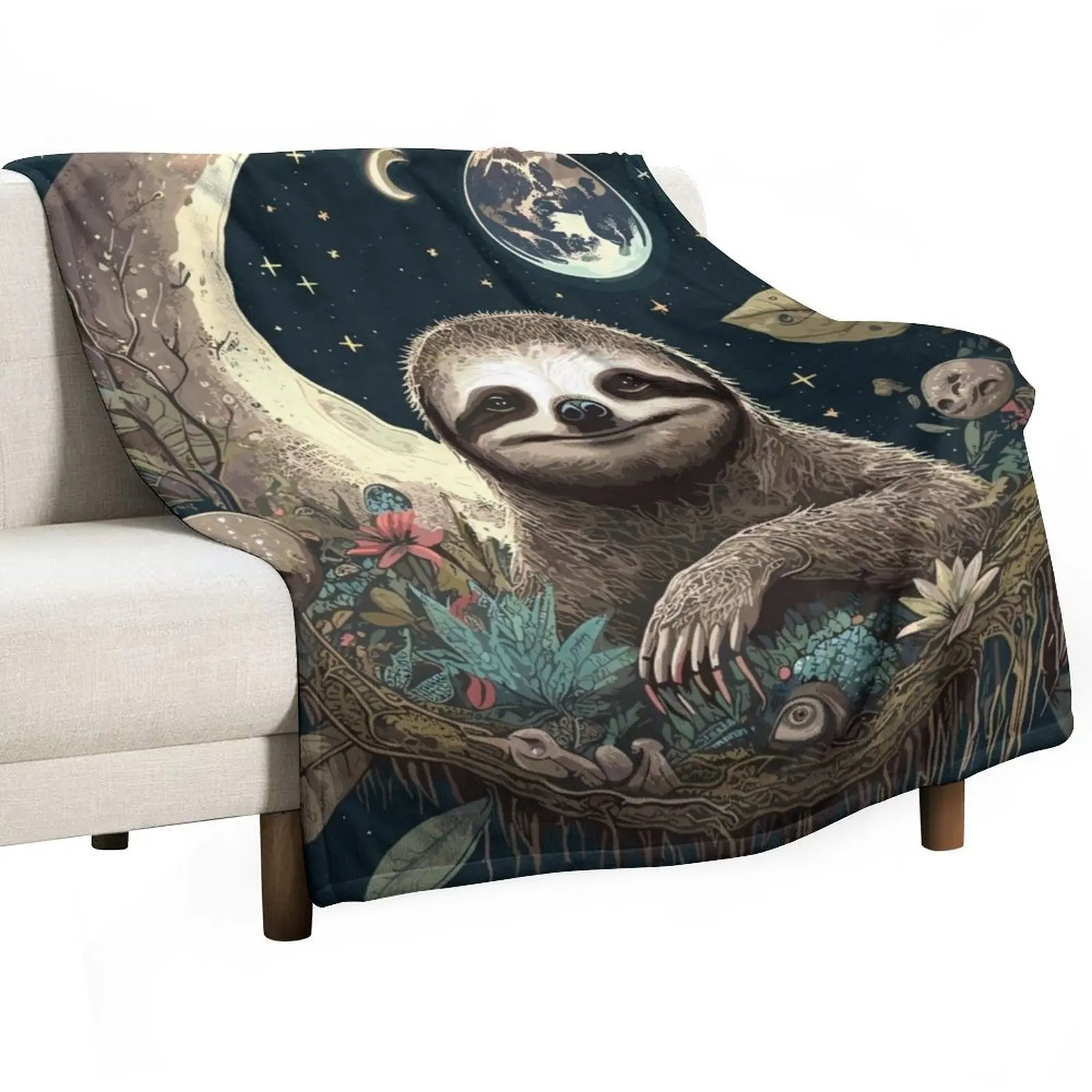 

Goblincore Sloth Throw Blanket Blankets For Bed funny gift Soft Plush Plaid Hair Blankets