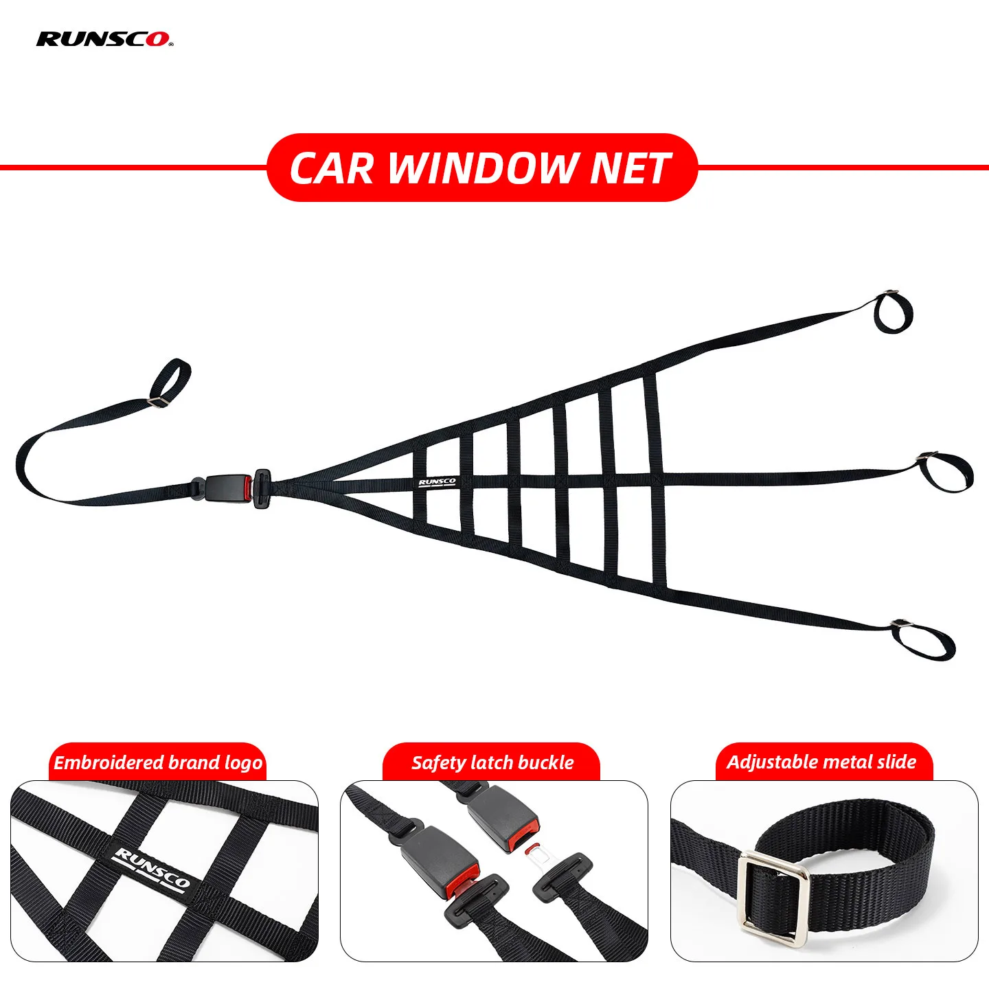 RUNSCO Racing Car Window Net Universal Quick Release Safety Protection Nylon Webbing For Drift Rally JDM UTV