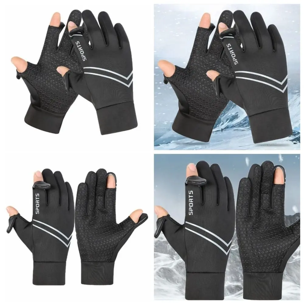 Anti-Slip Winter Cycling Gloves Double Layer Thicken Fleece Thermal Snow Gloves with Touchscreen Fingers Full Finger