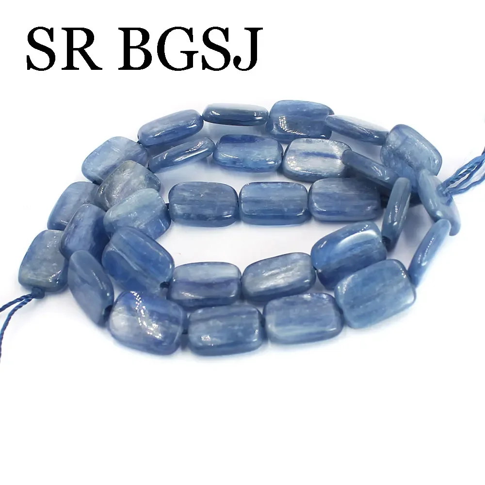 Fashion Irregular Rice Coin Oval Natural Genuine Blue Kyanite Stone Loose Spacer Beads for Jewelry Making 15\