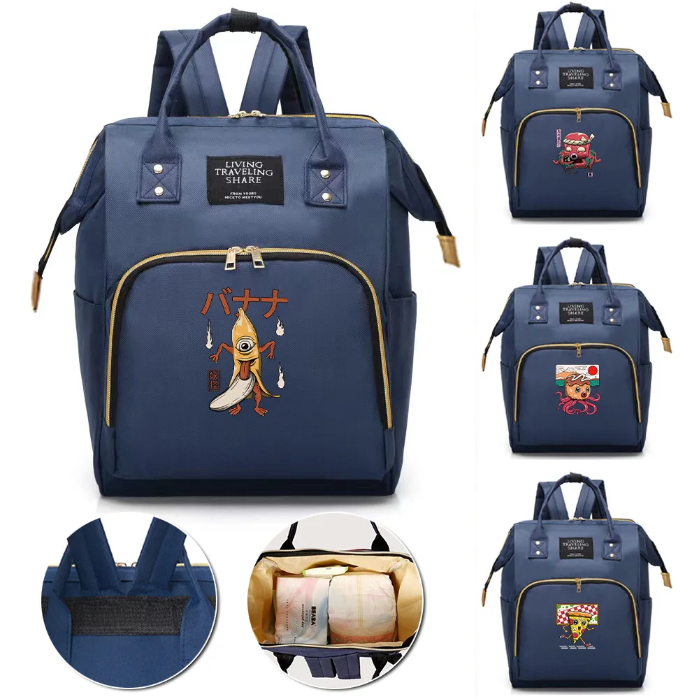 Bolsa de maternidad de gran capacidad, organizadores de pañales de viaje, mochila ligera y portátil para el cuidado del bebé al aire libre, serie Cute Monster