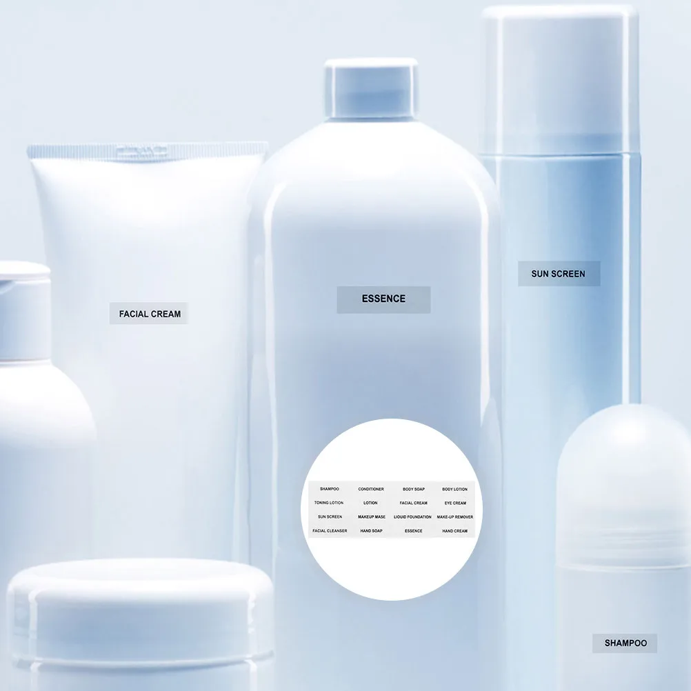 20 Sheets Bottles Skin Care Product Label Bathroom Sticker Pvc Cosmetics Classification