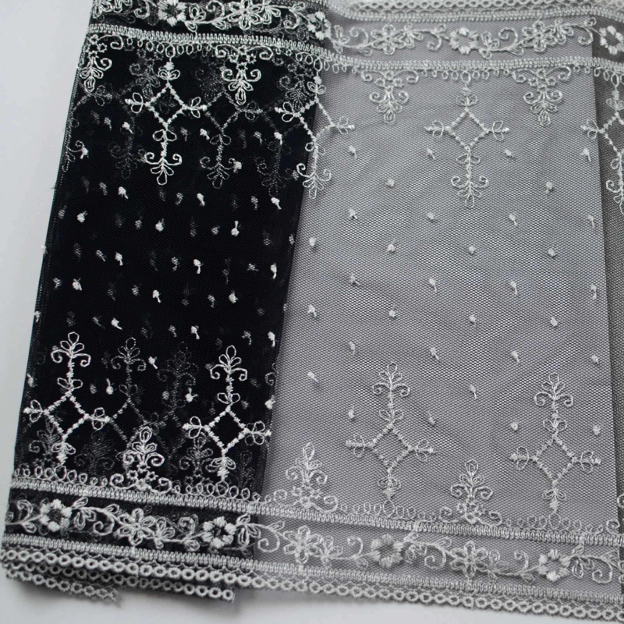 1 yard Width 9.05 inches floral tulle lace trim,flowers embroidered lace fabric,floral lace trim for bridal veil,trim lace