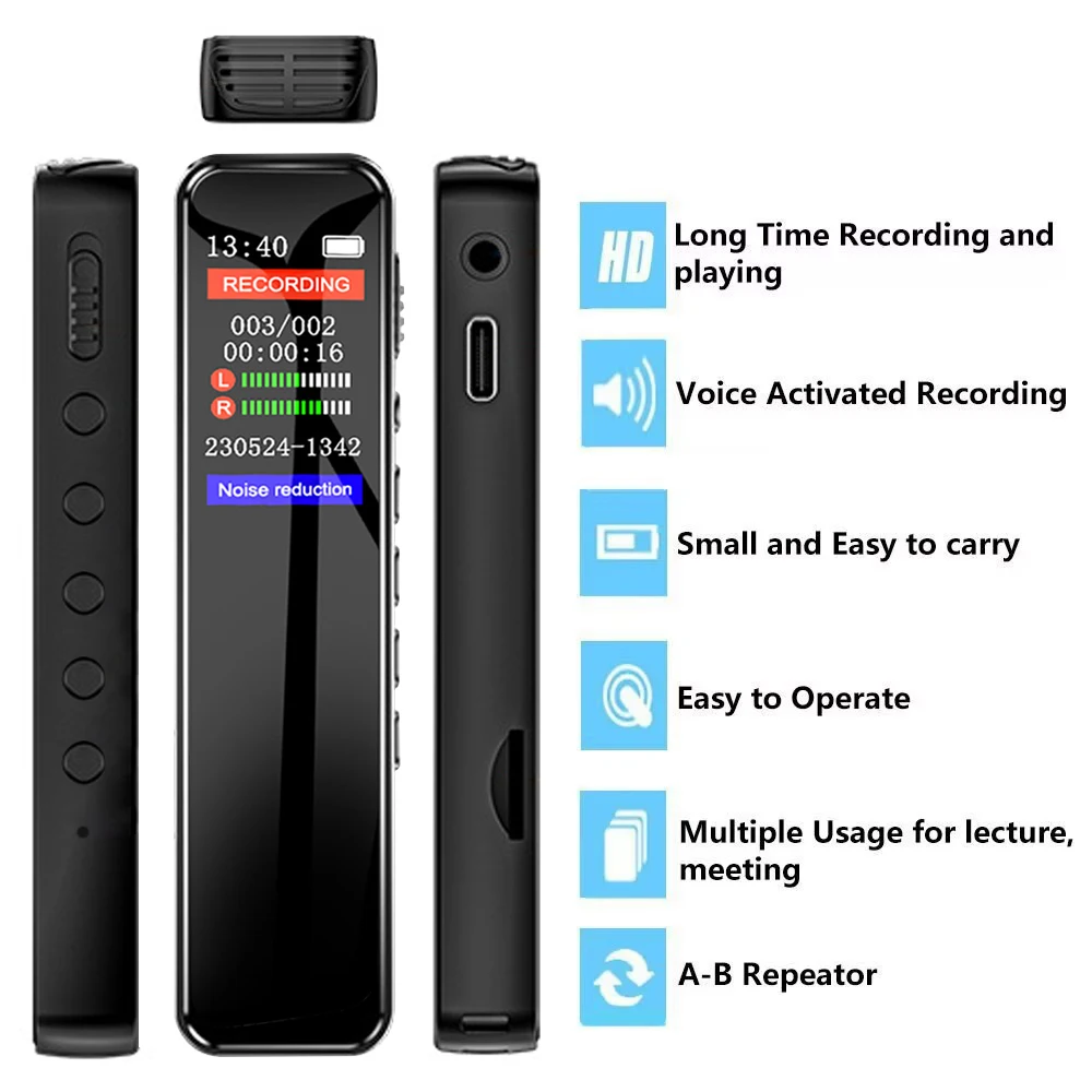 1-2PCS 1536Kbps Digital Voice Recorder Pen Mini Dictaphone Max Portable MP3 Player Audio Recorder With Recording Work Interviews