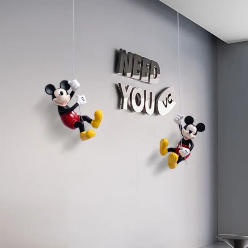 Disney Anime Mickey Mouse Ornaments Home Figures Doll Toys Creative Cartoon Wall Stickers Living Room Model Decoration Gifts