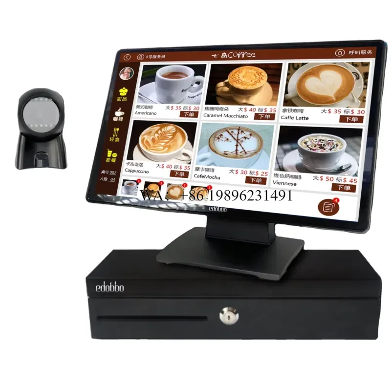 EDOBB EDP215 Smart Restaurant Tablet POS Software 21.5-Inch Windows 10 10-Point Capacitive Touch Screen 1920x1080 58mm Cash