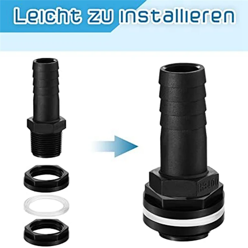 2 Rain Butt Connection Set 25 mm Rain Butt Connector with HoseClamps IBC Barrel Connector for Rainwater (50 cm)