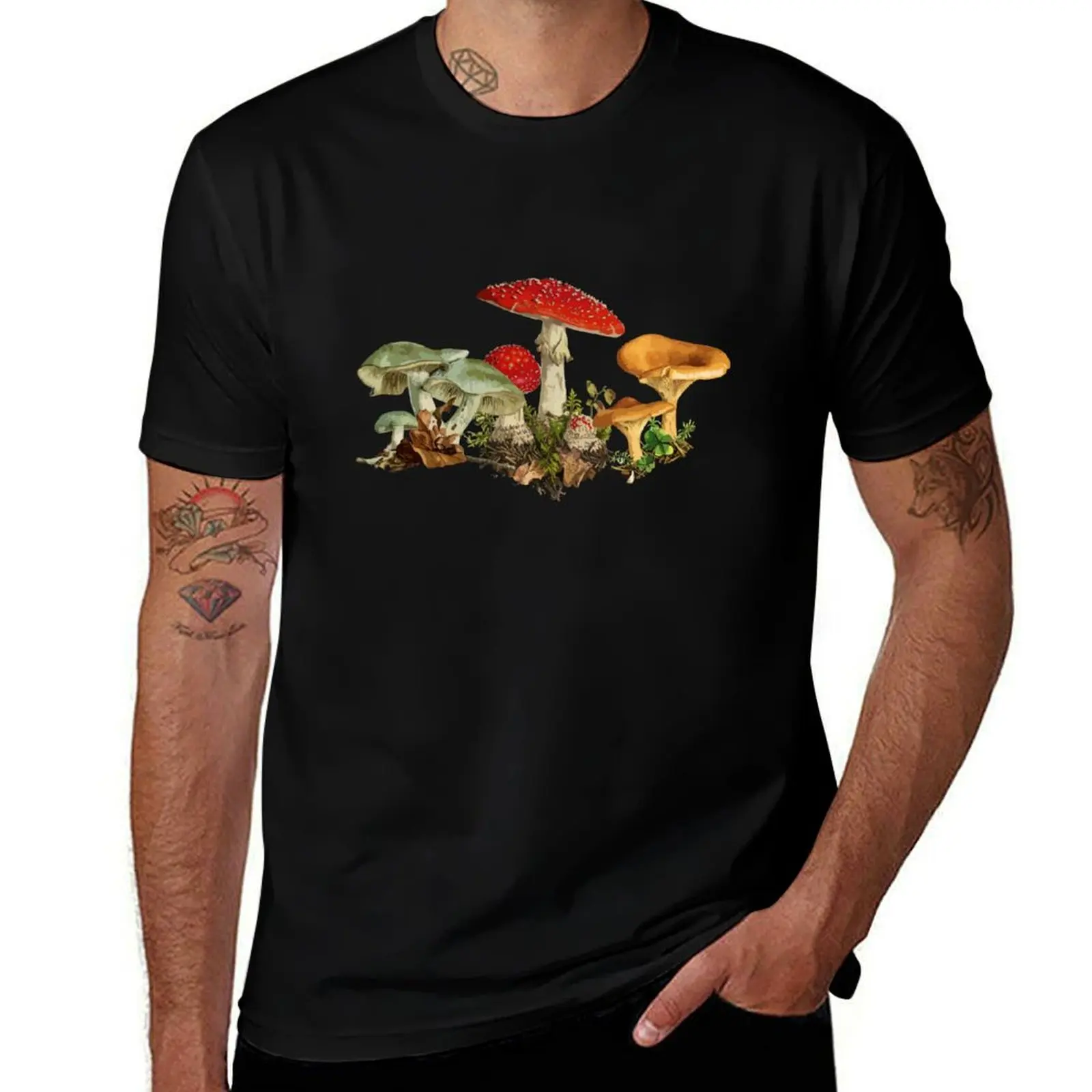 Mushroom Cottagecore Mycology Shrooms Aesthetic T-Shirt Simple Line Art Print Tee T-Shirt