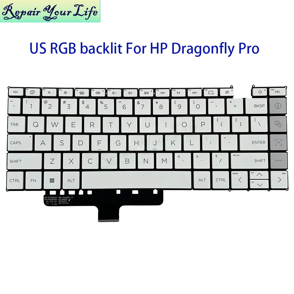US English RGB Backlit Keyboard For HP Dragonfly Pro 2023 Colorful Backlight Laptop Teclado/Keyboards 7J23A0 7J2340 9Z.NLGBC.501