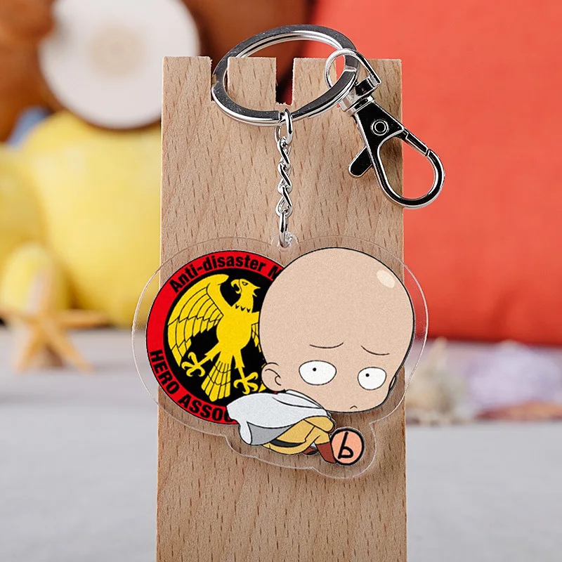Porte-clés Anime One Punch Man, clé Saitama mignonne, porte-clés de dessin animé JOAcrylic, accessoires, pendentif de sac, cadeau