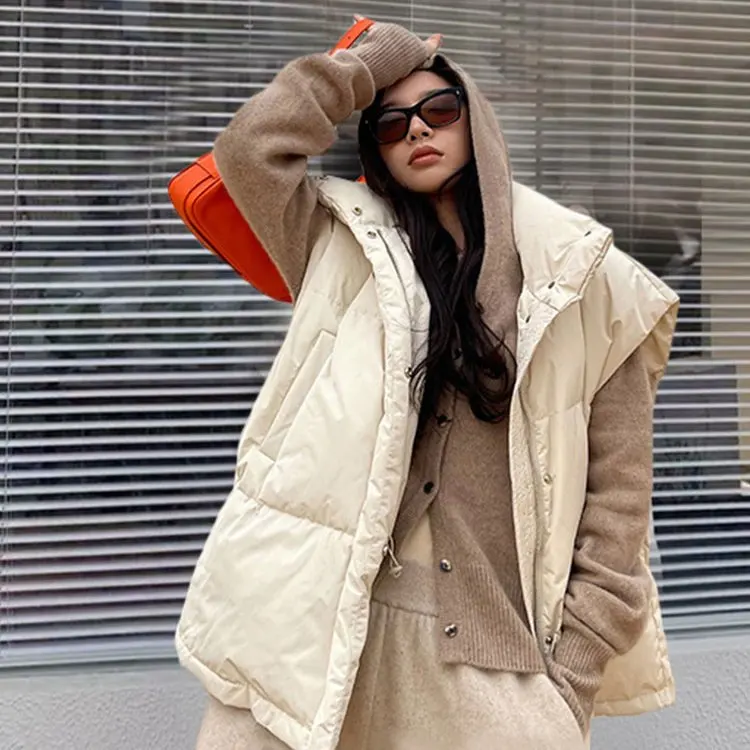 

Зимние жилеты женские в консервативном стиле свободные мягкие пальто без рукавов однотонные повседневные утепленные модные шикарные студенческие универсальные базовые верхняя одежда