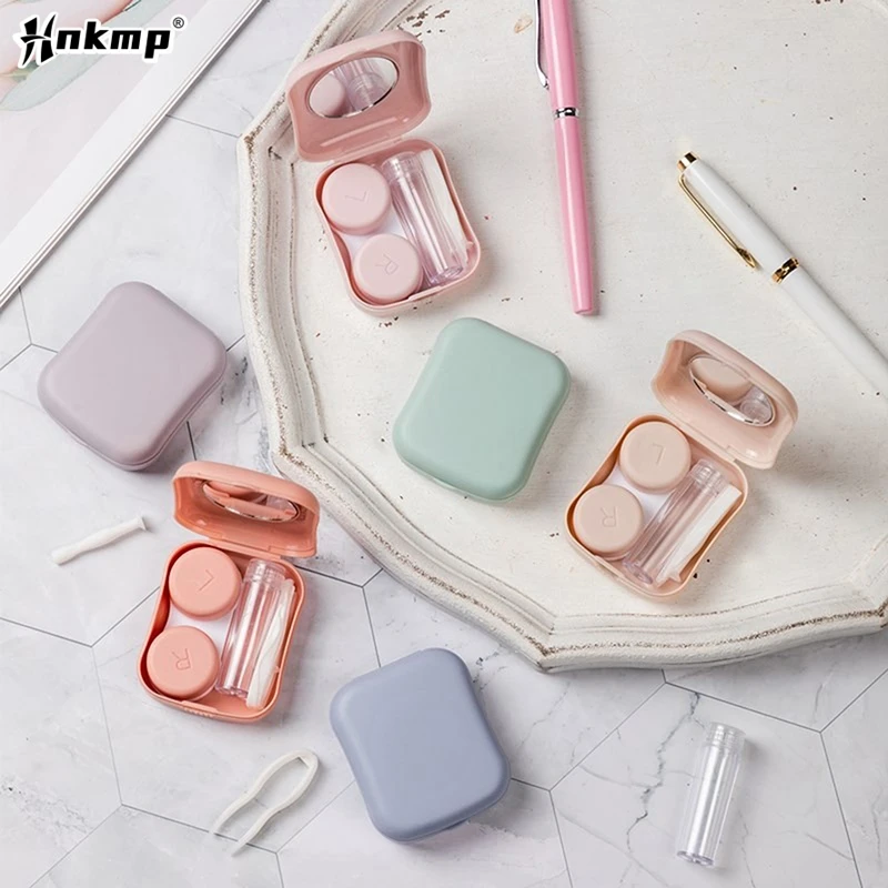 1Pc Contact Lens Case Box With Mirror Women Mini Eyes Contact Lens Container Box Bag For Outdoor Travel