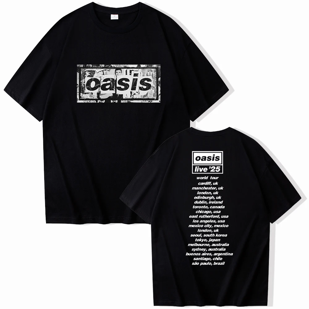 Oasis Reunion Tour 2025 T-shirt Harajuku O-neck Oasis Live 25 Tour Merch Shirt Gift for Fans