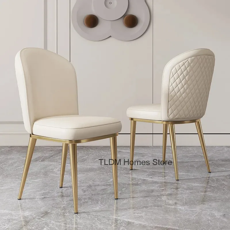 Luxury Accent Dining Chairs White Aesthetic Restaurant Design Chair Chrome Legs Comfortable Chaises Salle Manger Home Furniture