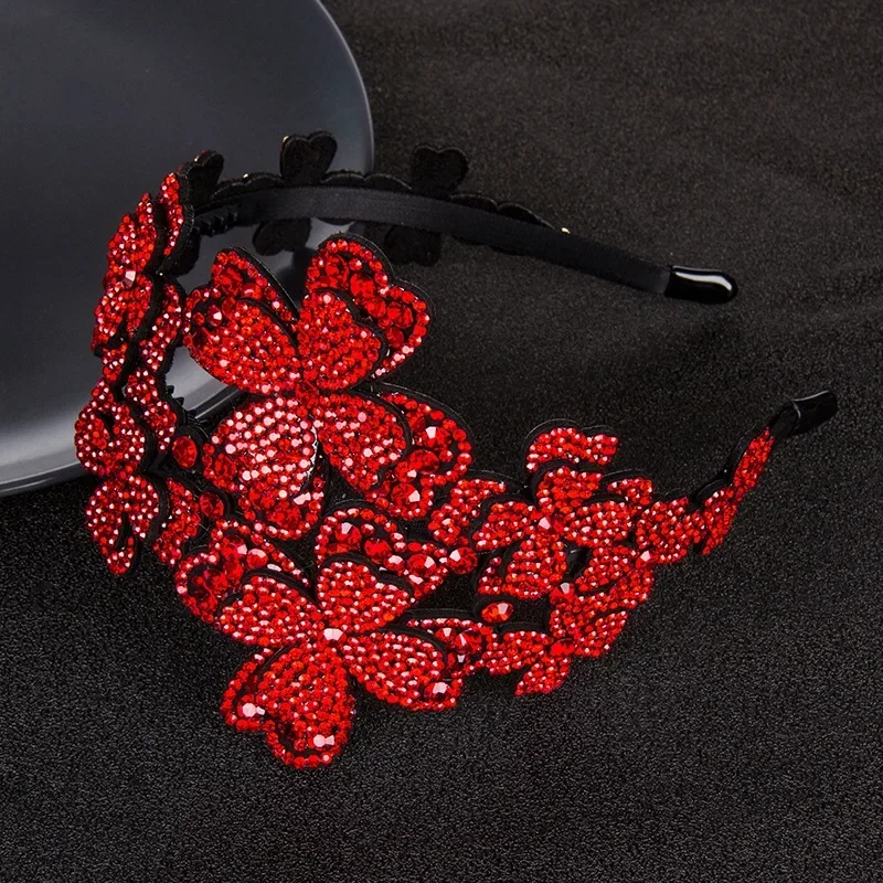 

Ленты для волос с бриллиантовым цветком, корейские нескользящие повязки на голову с широкими краями и кристаллами, аксессуары для волос, инструменты для укладки, заколки для волос
