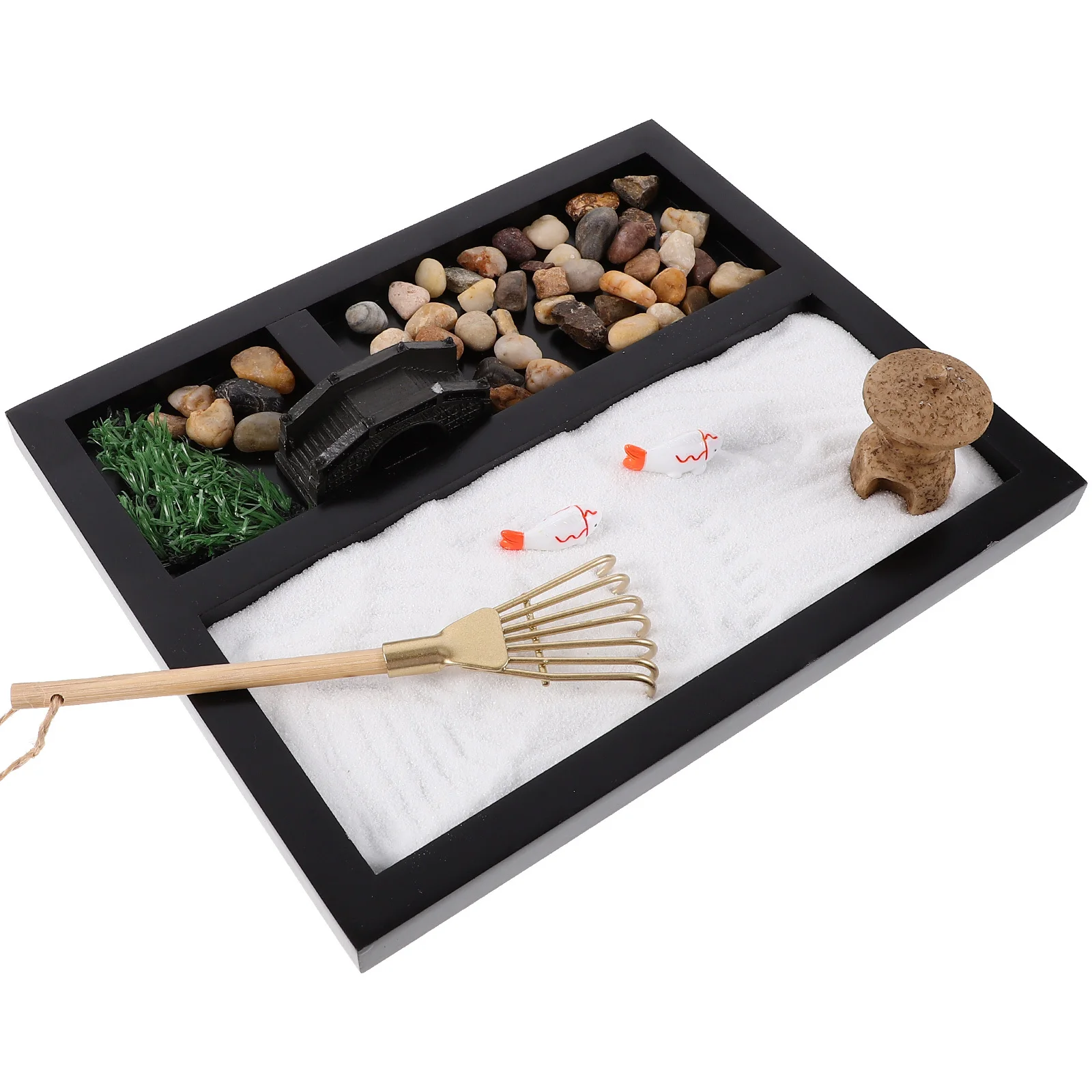 Simulação oceano cena zen jardim desktop areia decoração em miniatura paisagem meditação sandbox para mesa de escritório decorativo de madeira