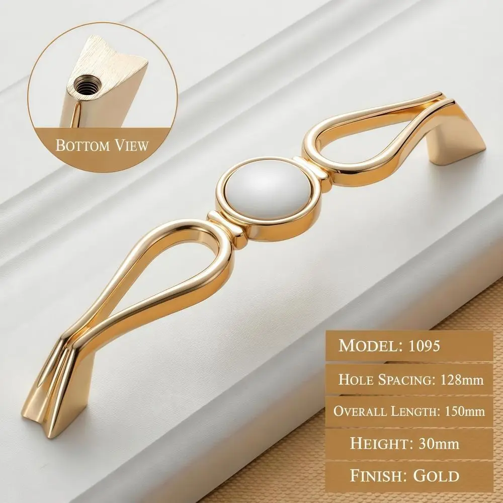 Modern Elegant Ceramic Cabinet Handles Zinc Alloy Smooth Gold Drawer Pulls Classic Vintage Cabinet Door Knobs Furniture Hardware