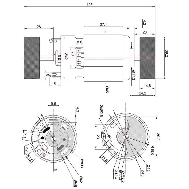 775 Double Head DC 12V 24V 4000/8000rpm Vibration Motor 35W Strong Vibrating Motor