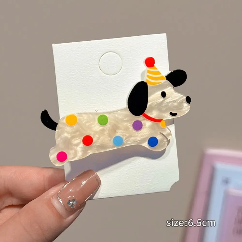 5 pezzi nuovo fermaglio per capelli in acrilico per gatti multicolore Y2K forcina per cuccioli semplice copricapo con clip a becco d'anatra