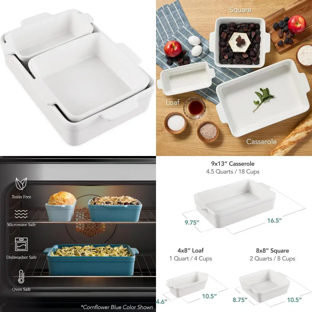 

Набор форм для выпечки, набор форм для выпечки, антипригарное покрытие из 3 предметов, без токсинов, керамическая сервировочная посуда, запеканка, хлебопечка, квадратная сковорода, space-s