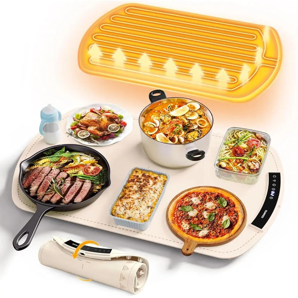 

Food Warming Mat, Electric Warming Tray For Buffets & Parties, Silicone Heating Mat For Food With 9 Temperature Settings,
