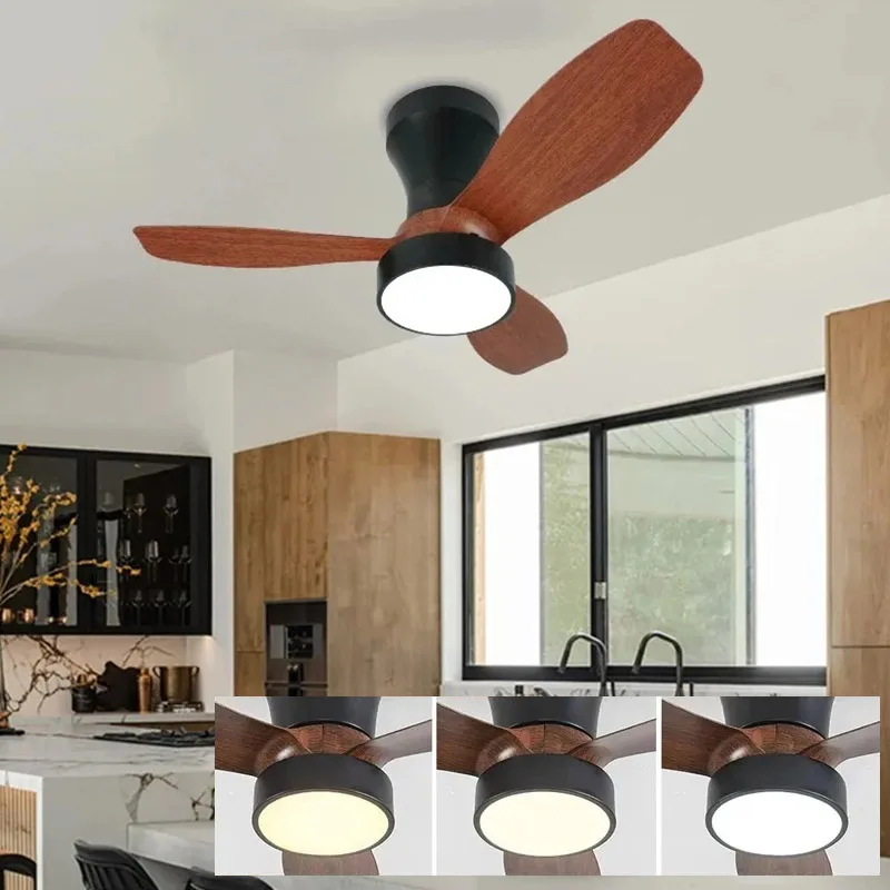 24-32 Zoll Deckenventilator Intelligente Fernbedienung 3 Geschwindigkeiten mit 3 Farblichtern Ventilator im Nordischen Stil für Schlafzimmer Esszimmer Wohnzimmer
