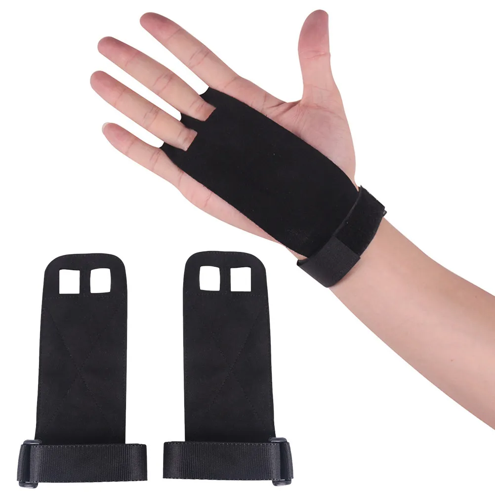 

Premium Cowhide Fitness Grip Wristbands for Pull Up Bar Weightlifting Kettlebell Gymnastics Rings Hand Protection Black