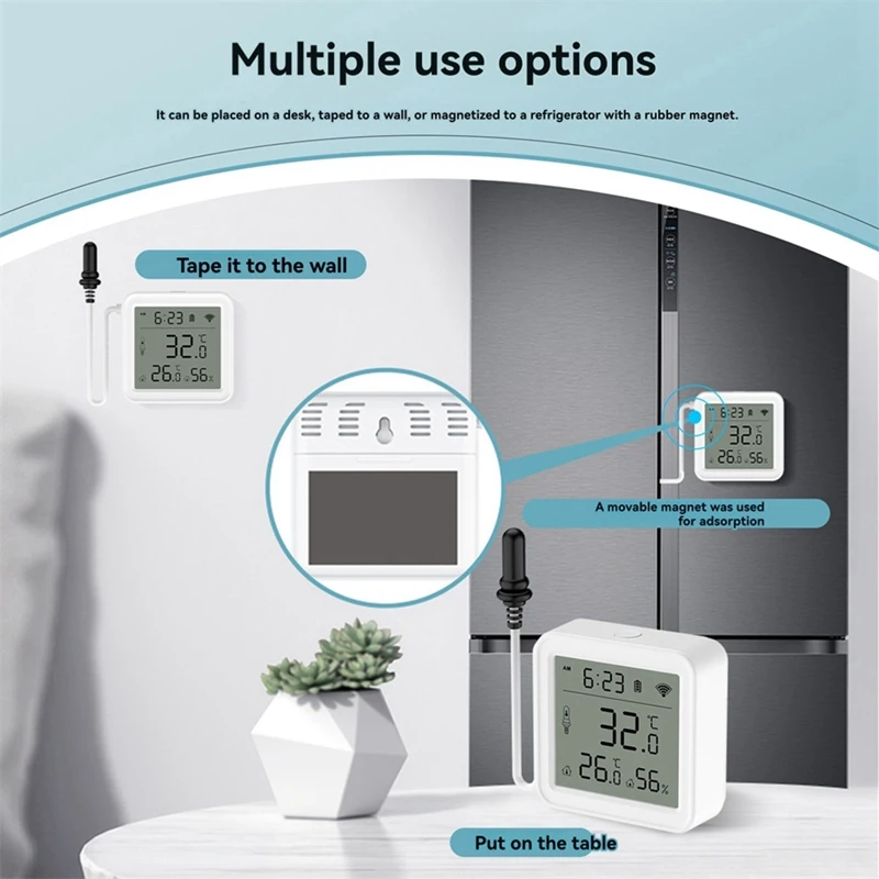 Sensor inteligente de temperatura y humedad Tuya, Wifi en casa, con sonda externa de 1M, aplicación remota, medidor de temperatura y humedad