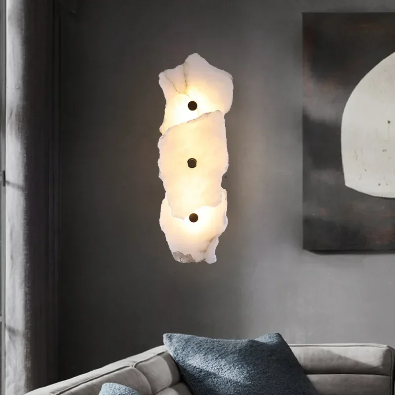 Nordic White Marble LED Chandelier for Restaurant Living Room Round/Long Pendant Light Bedside Background Decor LED Lighting