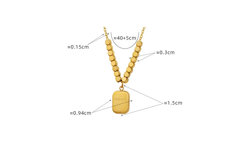 Halskette mit quadratischem Wasserform-Anhänger aus Edelstahl 316, Damenmode, schwarze Acrylkette im Multi-Stil, besonderer Produktschmuck – Detail 30