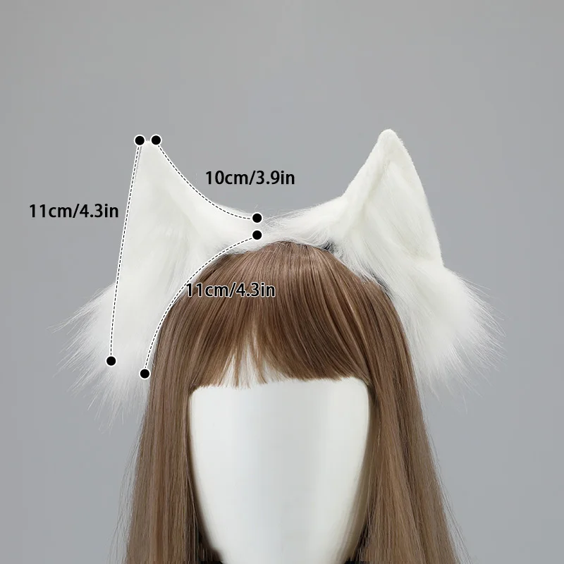 Cat Ear Headband para Meninas, Pelúcia Cabelo Hoop, Lolita Headband, Handmade Party Headdress, Anime Cosplay, Acessórios Kawaii, Wolf Fox, Adorável