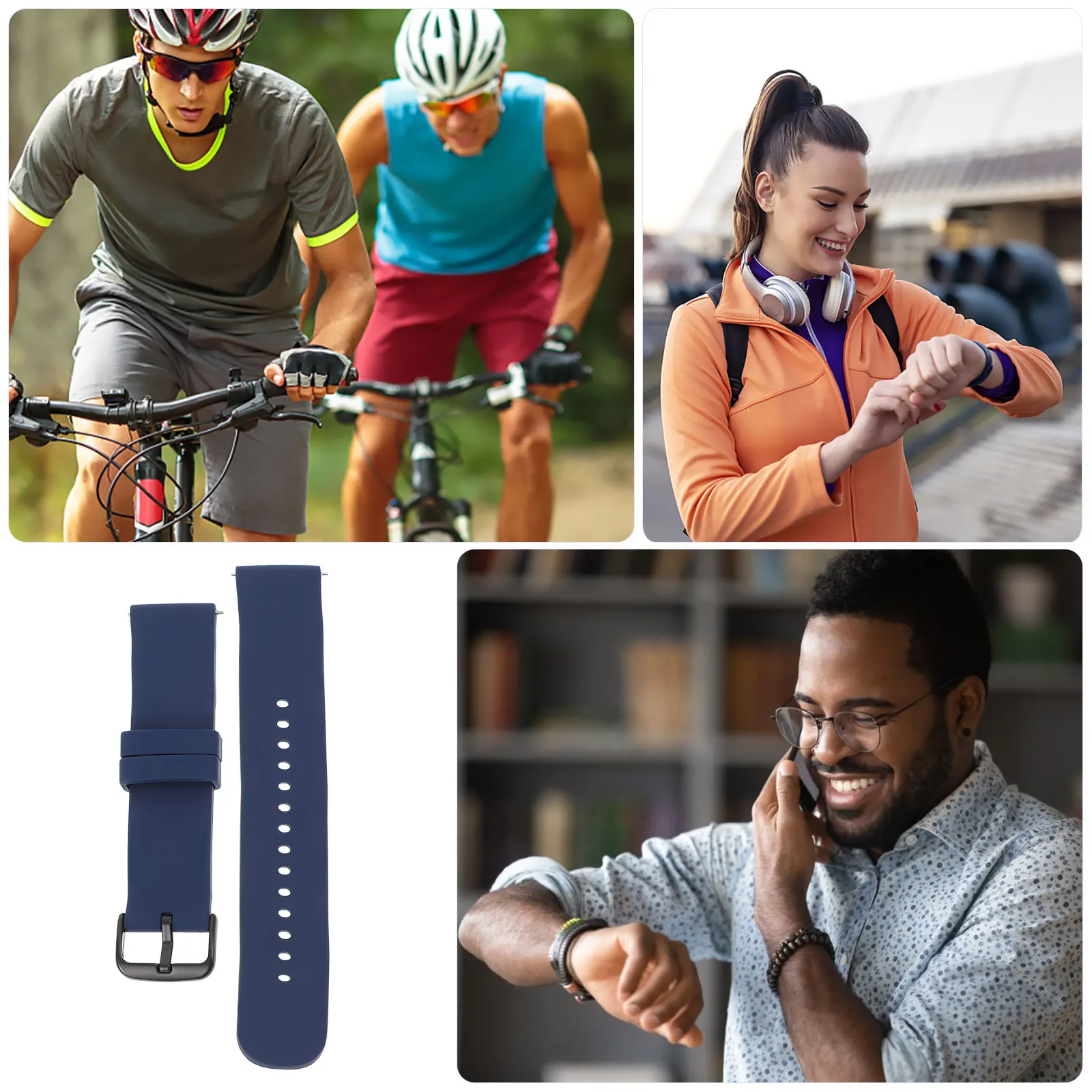 

Silicone Watch B Round Tail Strap Replacement Wristb Comfortable Durable Waterproof Non Allergic